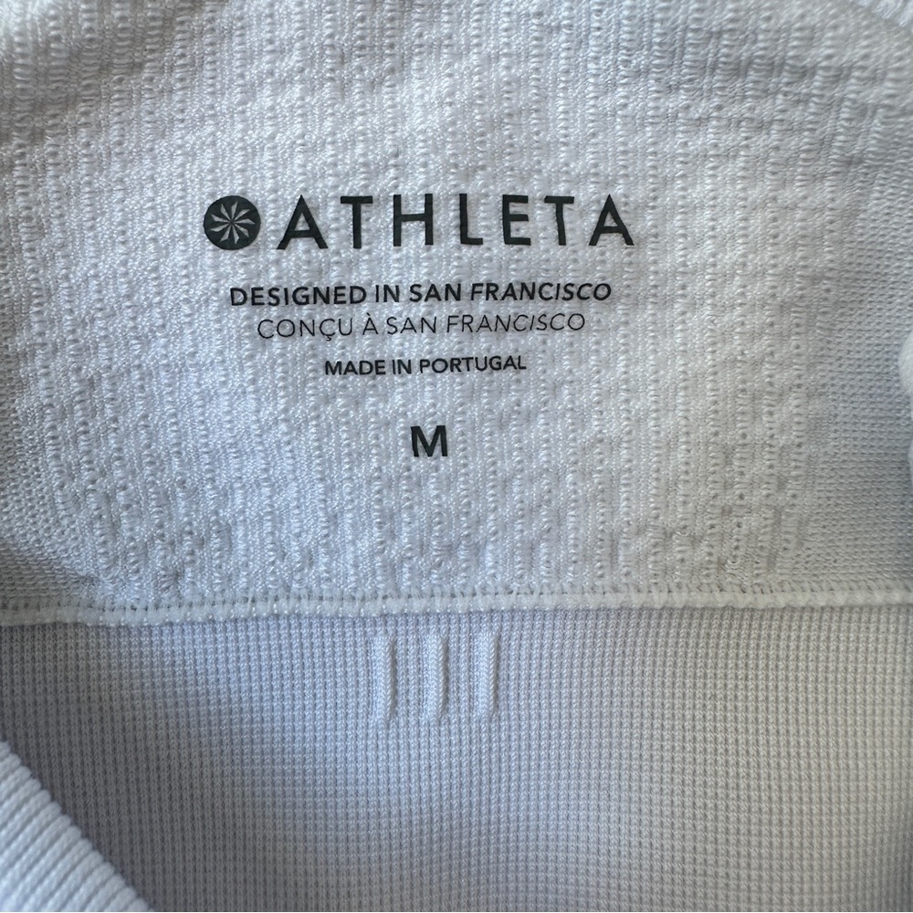 Athleta White Ribbed Racerback Tank Top medium - Picture 2 of 3